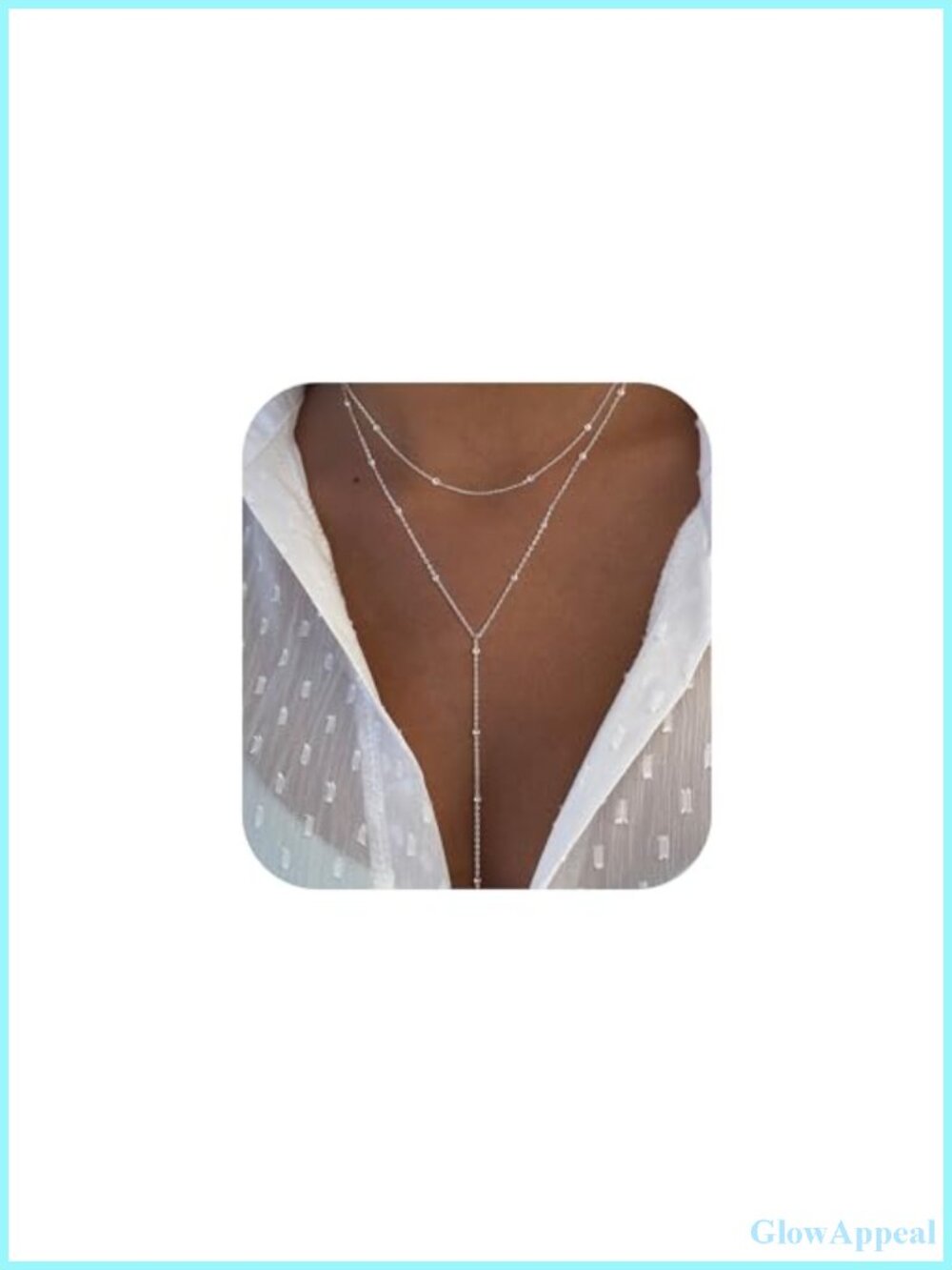 Silver Plated Layered Y Necklace Lariat Dainty Long Adjustable